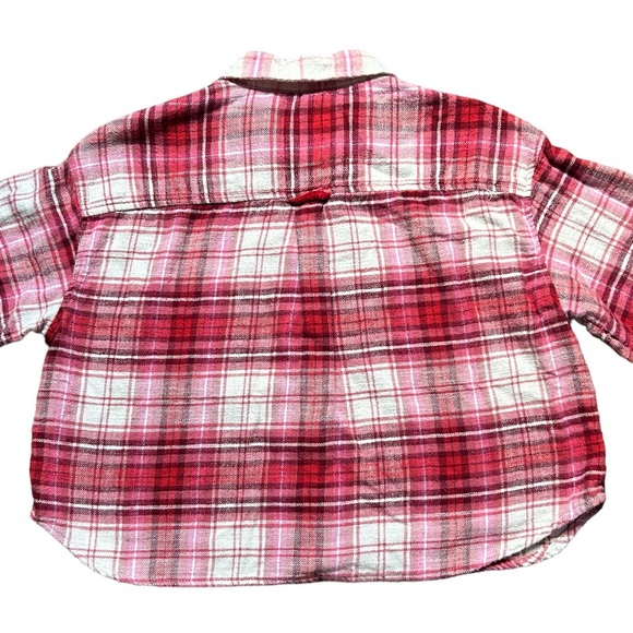 AE American Eagle Outfitters Cropped Plaid Flannel Top - Picture 4 of 5